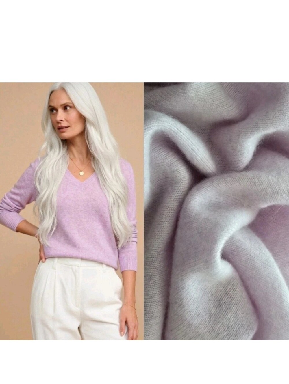 Saks Fifth Avenue 100% Cashmere V-Neck Sweater Pullover Lilac! Size M Excellent